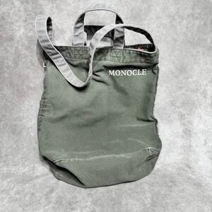 Monocle Magazine Market Tote Bag Green Canvas Shoulder Strap